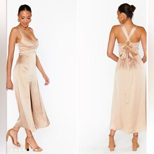 Mina Midi Dress - Champagne Luxe